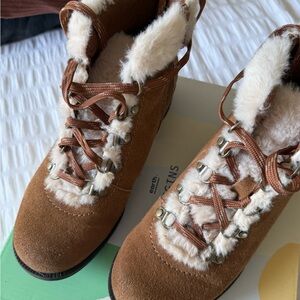 Women's Origins Rada  Brown Suede Boots with Faux Fur Lining